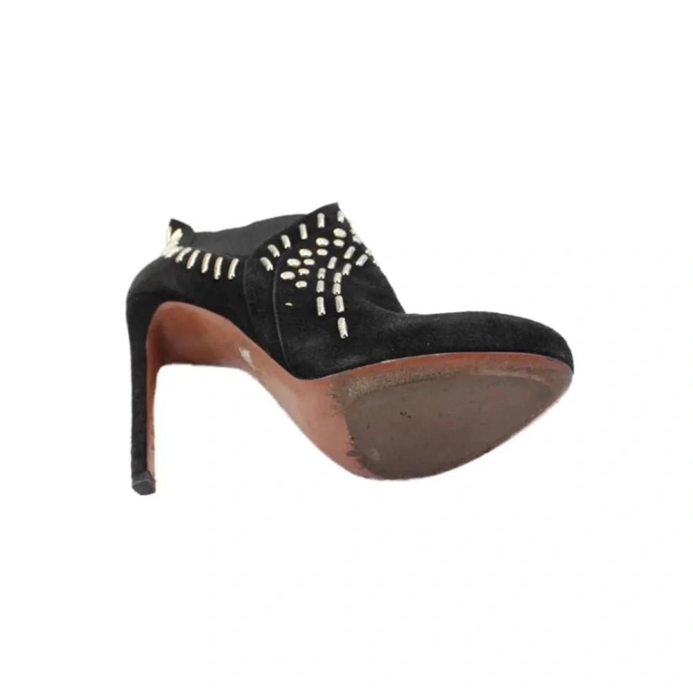 Alaia Womens 4” Stiletto Round Toe Studded Booties Black Suede Size 36.5 - Picture 4 of 6